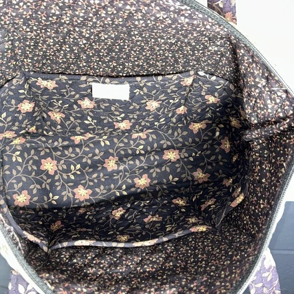 Vintage Vera Bradley large quilted floral zippered shoulder bag pink purple - Picture 5 of 7